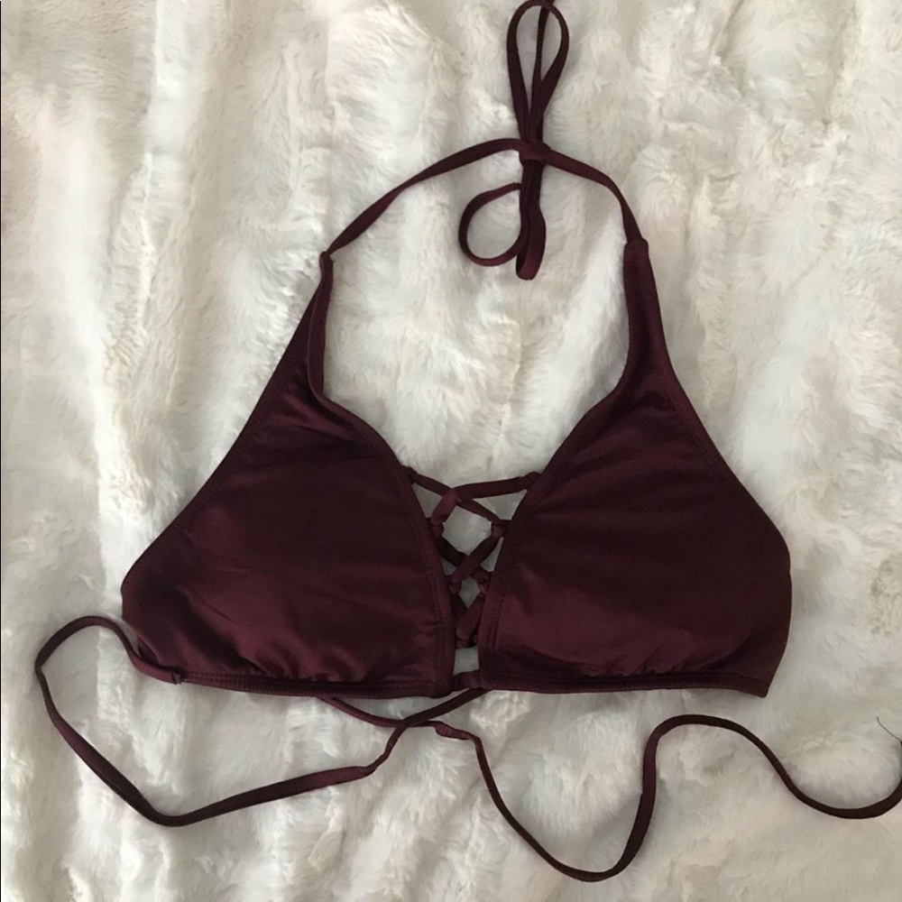 Dark Pink Bikini Top with Criss Cross in Middle